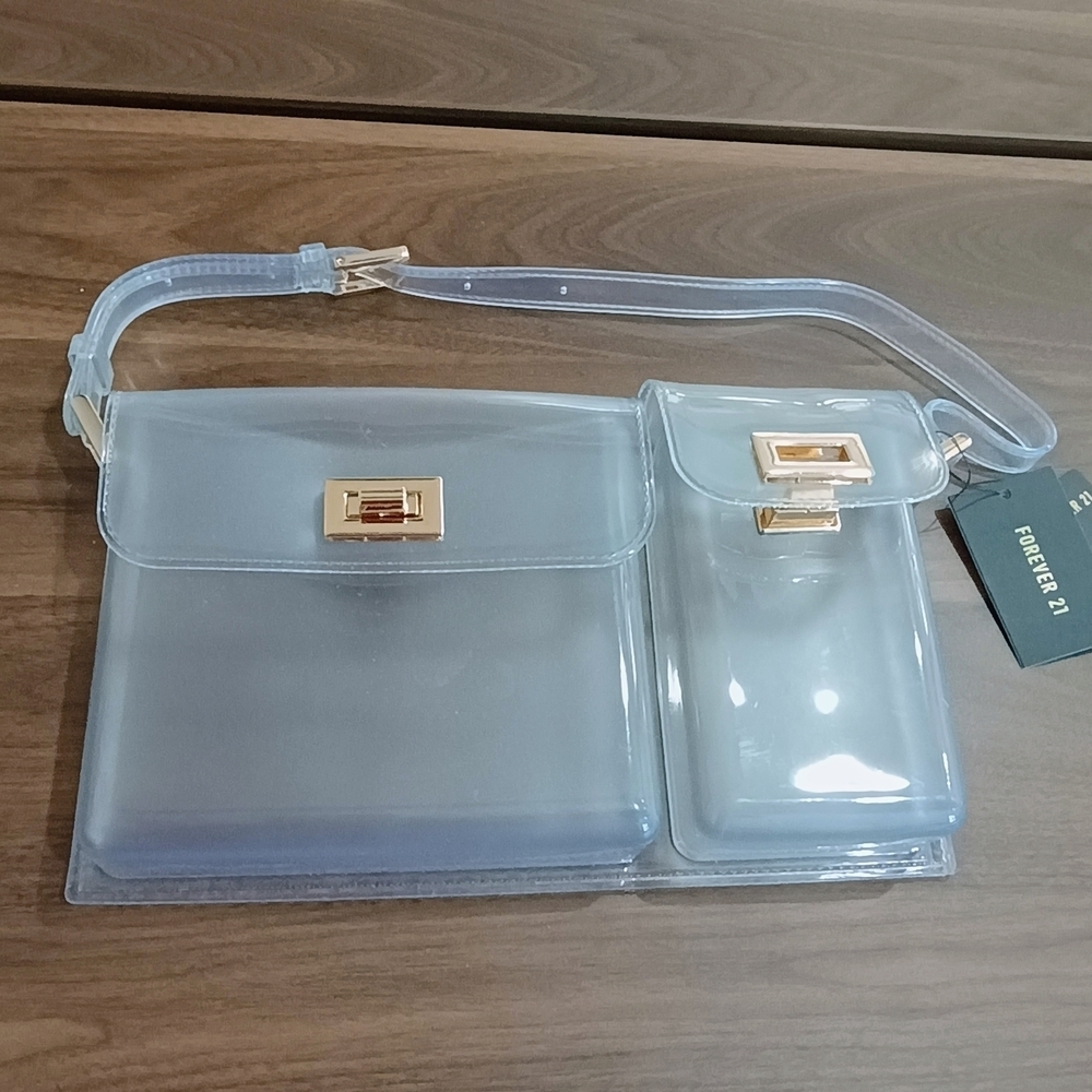 Forever 21 Clear Mini Bag Set with Gold Accents